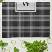 黒モノグラムのとグレーのプ市松模様にライド模様 キッチンタオル (折り畳み)