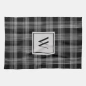 黒モノグラムのとグレーのプ市松模様にライド模様 キッチンタオル (横)