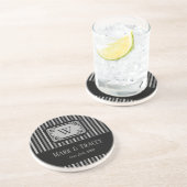 黒モノグラムのと白のストライプ コースター (側面)