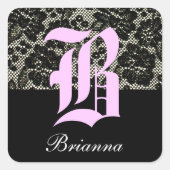 黒モノグラムのと白の文字Bシール スクエアシール (正面)