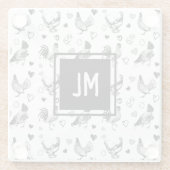 黒モノグラムのと白の漫画 ガラスコースター (裏面)