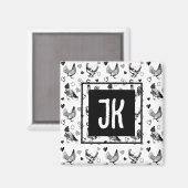 黒モノグラムのと白の漫画 マグネット (正面/裏面)