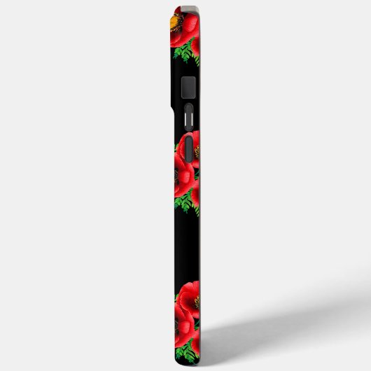 黒モノグラムのと赤のフローラケシ Case-Mate iPhoneケース (裏面 / 左)