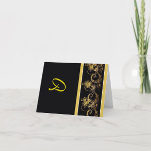 黒モノグラムのと金ゴールドのNotecards サンキューカード