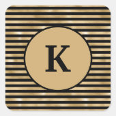 黒モノグラムのと金ゴールドシストライプのックモダン スクエアシール (正面)