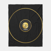 黒モノグラムのと金ゴールド フリースブランケット (正面)