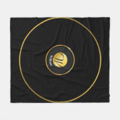 黒モノグラムのと金ゴールド フリースブランケット (正面(横))