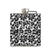 黒モノグラムのエレガントフローラダマスク フラスク (裏面)