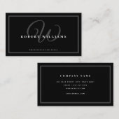 黒モノグラムのエレガントプロフェッショナルモダン 名刺 (正面/裏面)