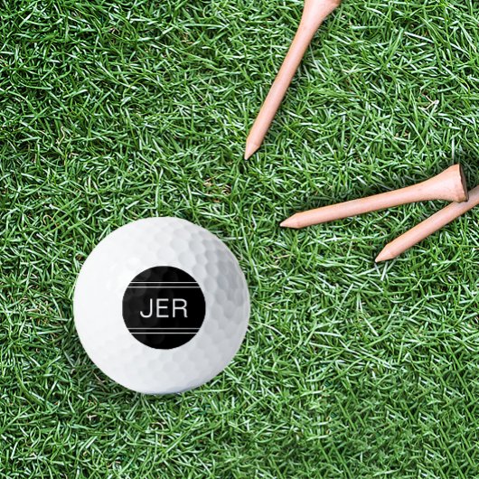 黒モノグラムのテンプレートパーソナライズされたゴルファー ゴルフボール