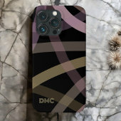 黒モノグラムのバラ金ゴールド線抽象芸術ミニマル Case-Mate iPhoneケース