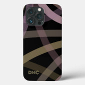 黒モノグラムのバラ金ゴールド線抽象芸術ミニマル Case-Mate iPhoneケース (裏面)