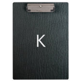 黒モノグラムのフェイク革のテクスチャ クリップボード (正面)