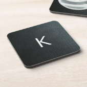 黒モノグラムのフェイク革のテクスチャ コースター (左側)