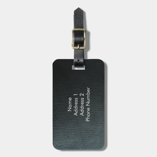 黒モノグラムのフェイク革のテクスチャ ラゲッジタグ (正面縦)