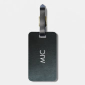 黒モノグラムのフェイク革のテクスチャ ラゲッジタグ (裏面縦)