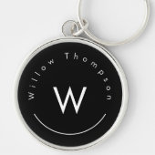 黒モノグラムのミニマルモダン色 キーホルダー (正面)
