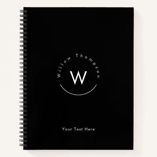 黒モノグラムのミニマルモダン色 ノートブック (正面)