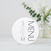 黒モノグラムのレタリングシンプルの結婚メニュー (スタンド正面)