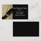 黒モノグラムの及び音楽シートパターン 名刺 (正面/裏面)