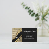 黒モノグラムの及び音楽シートパターン 名刺 (スタンド正面)