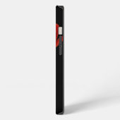 黒モノグラムの独身のに赤いポピー iPhoneケース (左側面)
