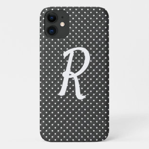 黒モノグラムの白い点 iPhone 11 ケース