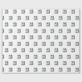 黒モノグラムの白のパタカスタムーンモダン ラッピングペーパー (フラット)