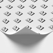 黒モノグラムの白のパタカスタムーンモダン ラッピングペーパー (角)