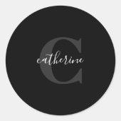 黒モノグラムの白エジモダンープリント ラウンドシール (正面)