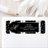 黒モノグラムの白ミュージカルストライプラベル ラベル (インサイチュ)