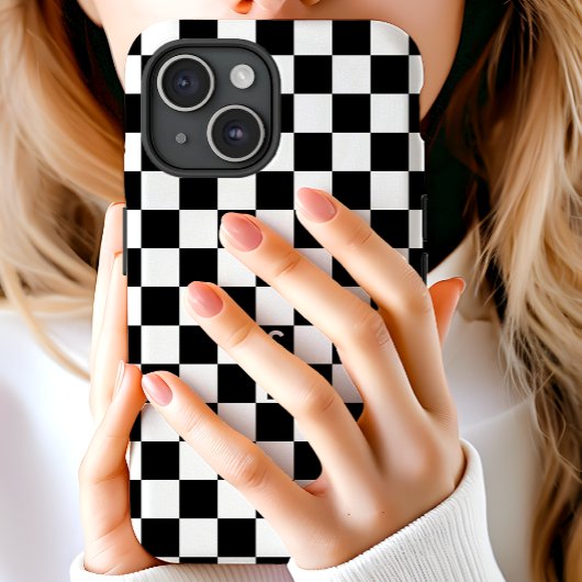 黒モノグラムの色と白の格子模様 Case-Mate iPhoneケース