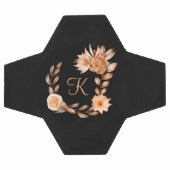 黒モノグラムの茶色と桃フローラ サッカーボール (フラット)