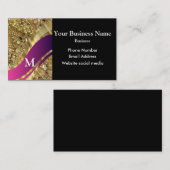 黒モノグラムの金ゴールドとピンク 名刺 (正面/裏面)