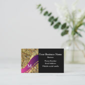 黒モノグラムの金ゴールドとピンク 名刺 (スタンド正面)