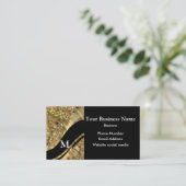 黒モノグラムの金ゴールドと旋回パターン 名刺 (スタンド正面)