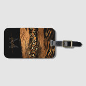 黒モノグラムの金ゴールドスエレガントクリプト銅 ラゲッジタグ (正面横)