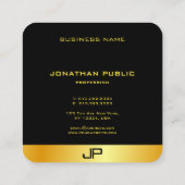 黒モノグラムの金ゴールドモダンエレガントテンプレート スクエア名刺 (裏面)