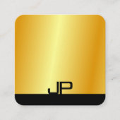 黒モノグラムの金ゴールドモダンエレガントテンプレート スクエア名刺 (正面)