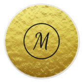 黒モノグラムの金ゴールド背景 セラミックノブ (正面)