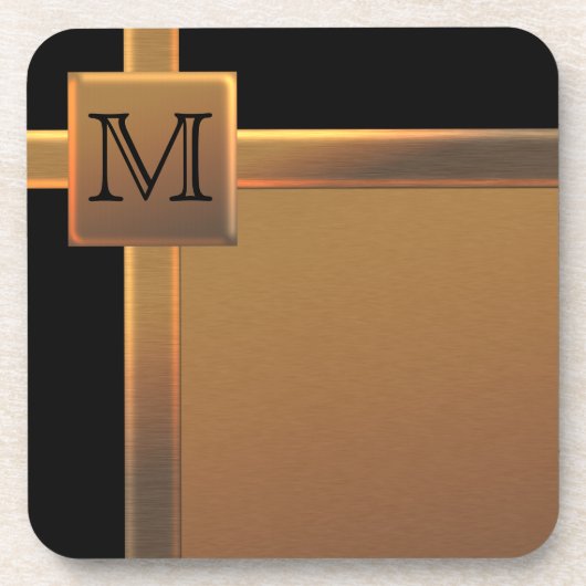 黒モノグラムの銅フェイクコースターセット(6) コースター (正面)