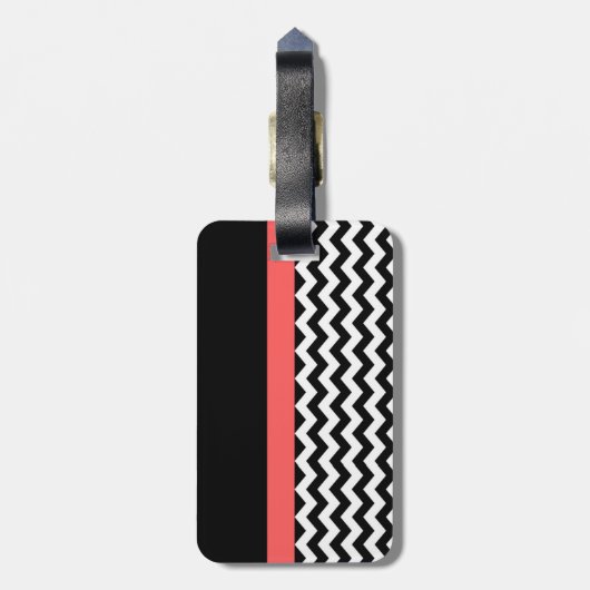 黒モノグラムの/白シェブロン荷物タグ ラゲッジタグ (裏面縦)