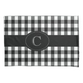 黒モノグラムの/白ジンガム枕カバー 枕カバー (正面左)