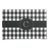 黒モノグラムの/白ジンガム枕カバー 枕カバー (正面右)