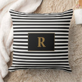 黒モノグラムの/白ストライプ色 クッション (ブランケット)
