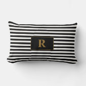 黒モノグラムの/白ストライプ色 ランバークッション (正面)