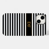 黒モノグラムの/白ストライプ色 Case-Mate iPhoneケース (裏面 (横))