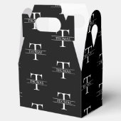 黒モノグラムエレガント名前をカスタムするパターン フェイバーボックス (オープン)