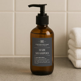 黒モノグラムパーソナライズされたヘアシャンプーラベル フードラベル