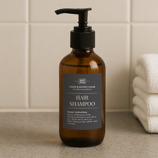 黒モノグラムパーソナライズされたヘアシャンプーラベル フードラベル